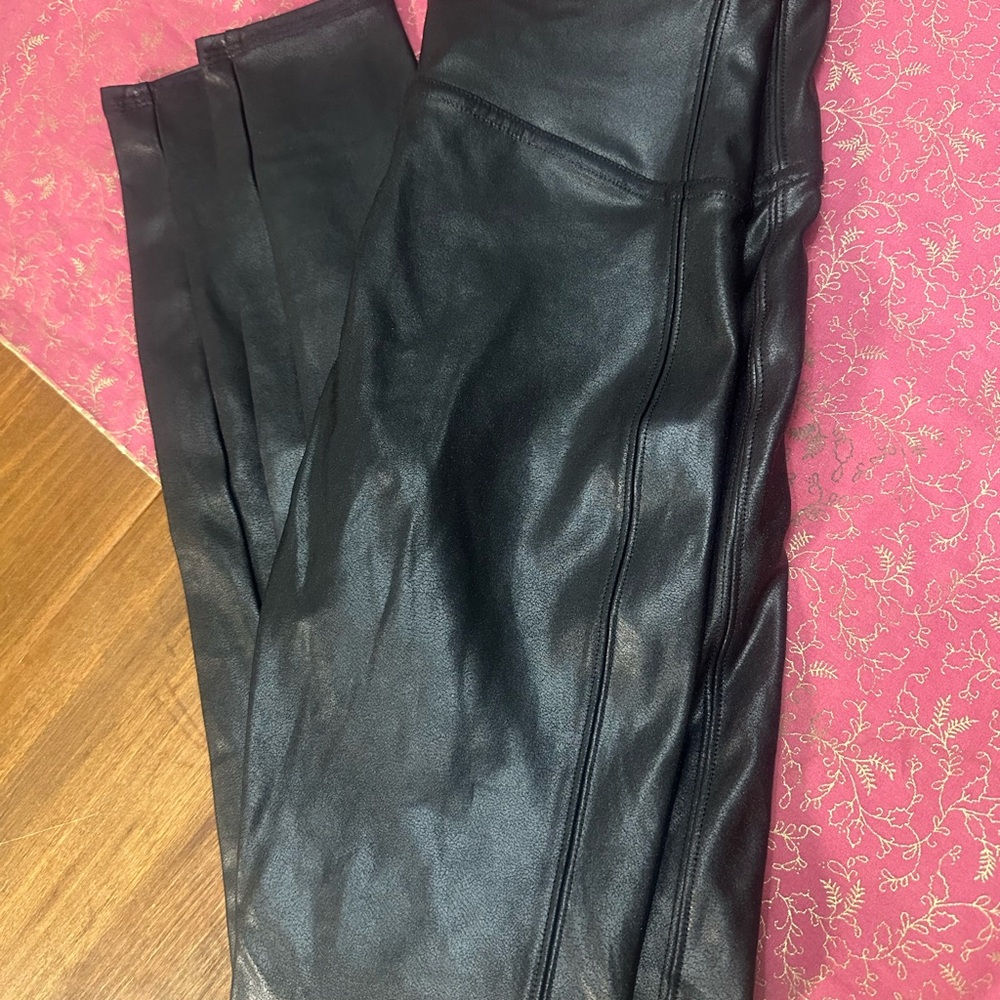 SPANX Black Faux Leather Leggings